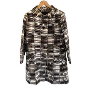 Vintage Coat, Brown, Black, Cream Patterned, Fully Lined